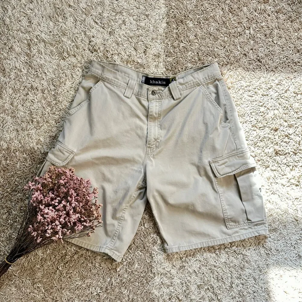 Vintage 90s Levi’s Silver Tab Beige Multi Pocket Cargo Shorts Men’s Size 33